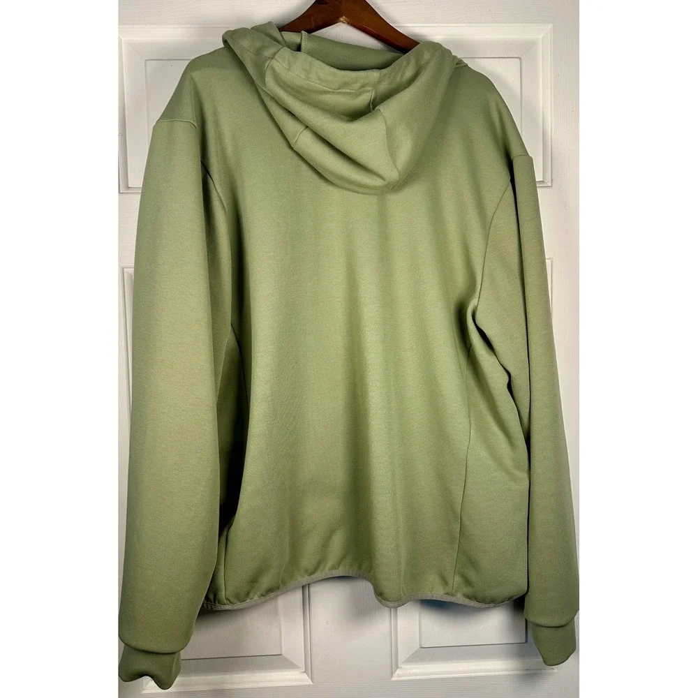 Adidas Essential Mens XL Hybrid Down Puffer Hoodie Jacket Green Full Zip Quilted